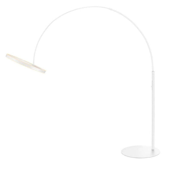 One Bow LED Ring Bogenlampe, moderne weiße Bogenstehleuchte mit ringförmigem Leuchtenkopf