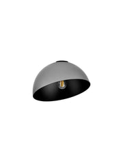 Plafonnier Onia E27 Ø 29 cm au design moderne avec abat-jour gris et intérieur noir.