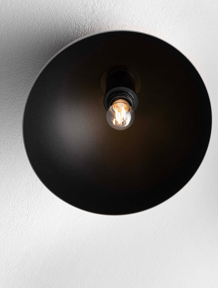 Onia Deckenleuchte E27 Ø 29cm in Schwarz mit Sichtbarem Licht.