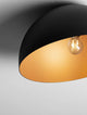 Onia Deckenleuchte E27 Ø 40cm schwarze Halbkugel-Deckenlampe mit goldener Innenfläche und sichtbarer E27-Glühbirne