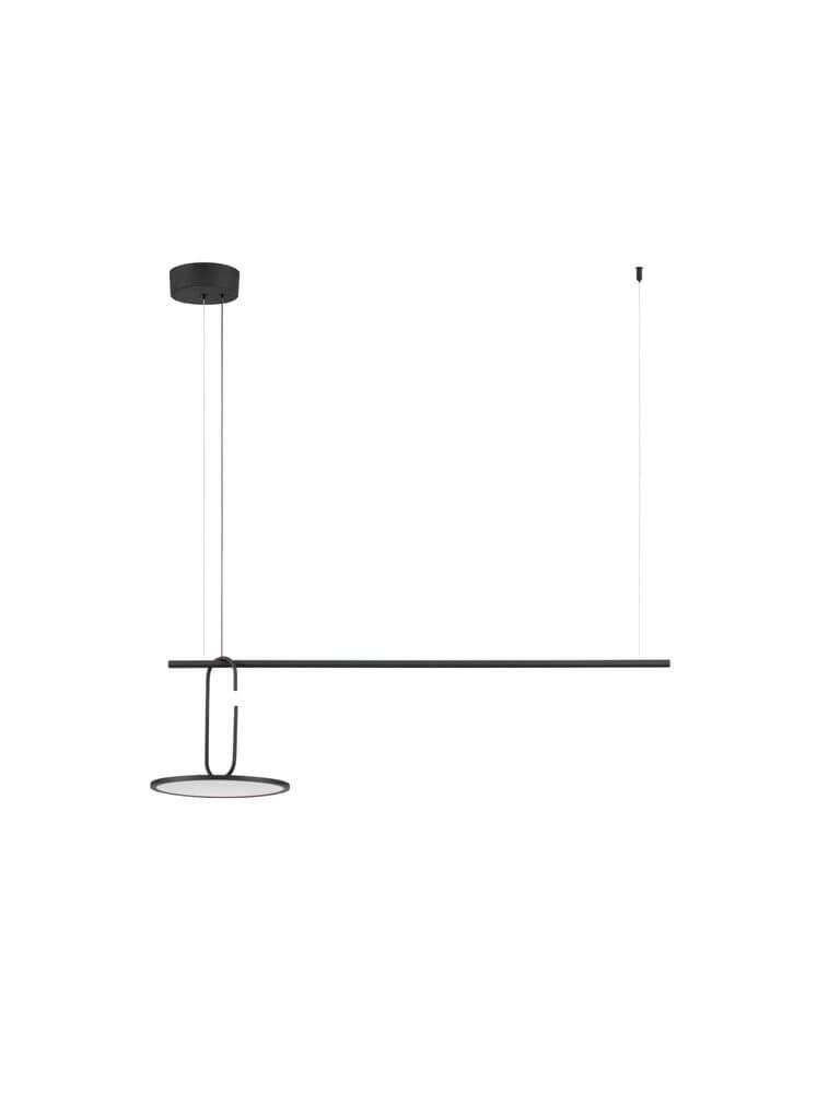 Alt Tag: Opi LED Pendelleuchte Horizontal 3000K Schwarz minimalistische schwarze LED-Hängeleuchte für Wohnzimmer und Esszimmer, 180x100x30 cm