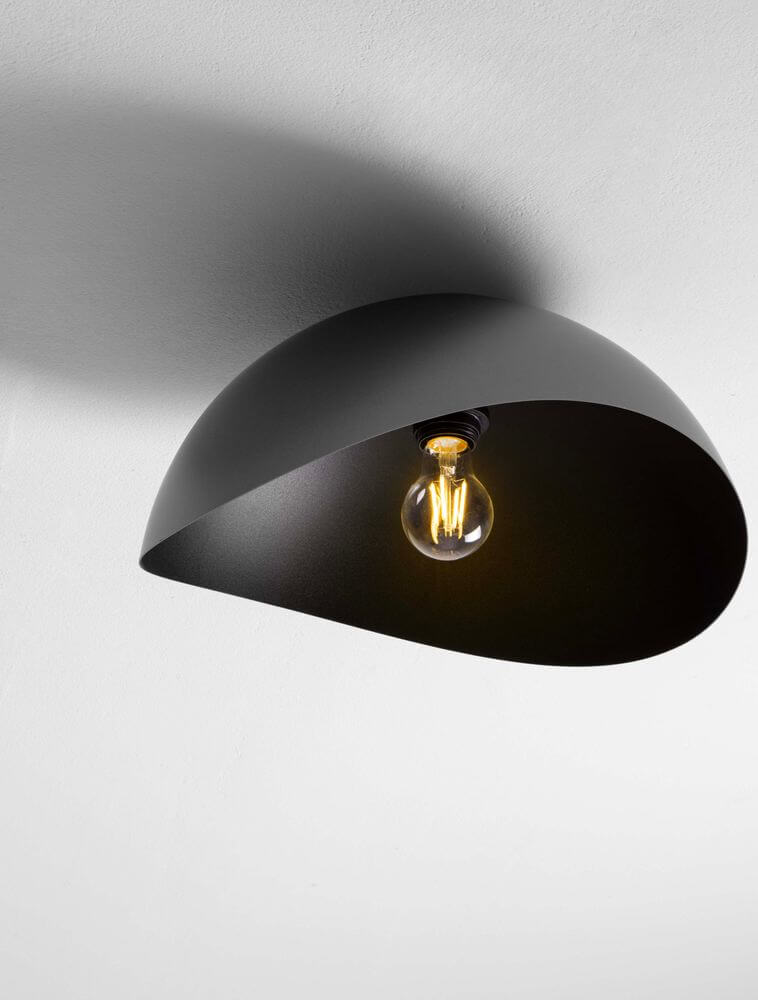 Opsi Deckenleuchte E27 Ø 40cm in mattem Schwarz mit goldener Lichtbrechung