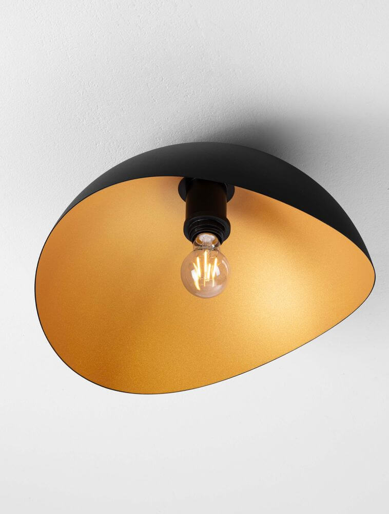 Opsi Deckenleuchte E27 Ø 40cm mit mattem Schwarz und goldenem Reflektor für elegantes Licht