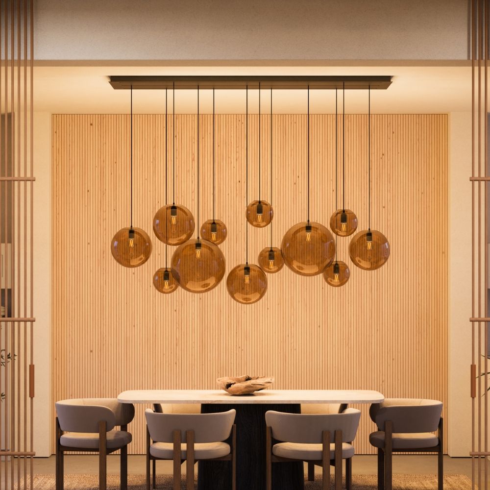 s.luce Lámpara de comedor Orb 12 luces 160cm 2 filas