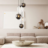 Orb glass globe gallery light 500cm sospensione nera