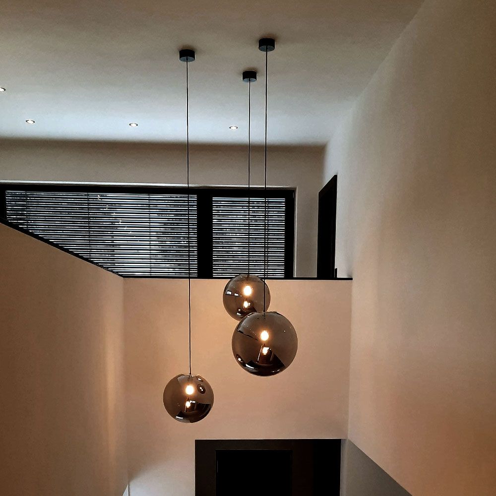 s.luce Orb Boule de verre Lampe de galerie Suspension 500cm Blanc