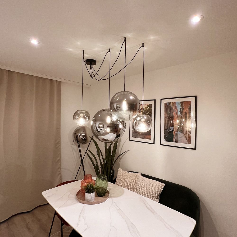 Orb glass globe gallery light 500cm sospensione nera