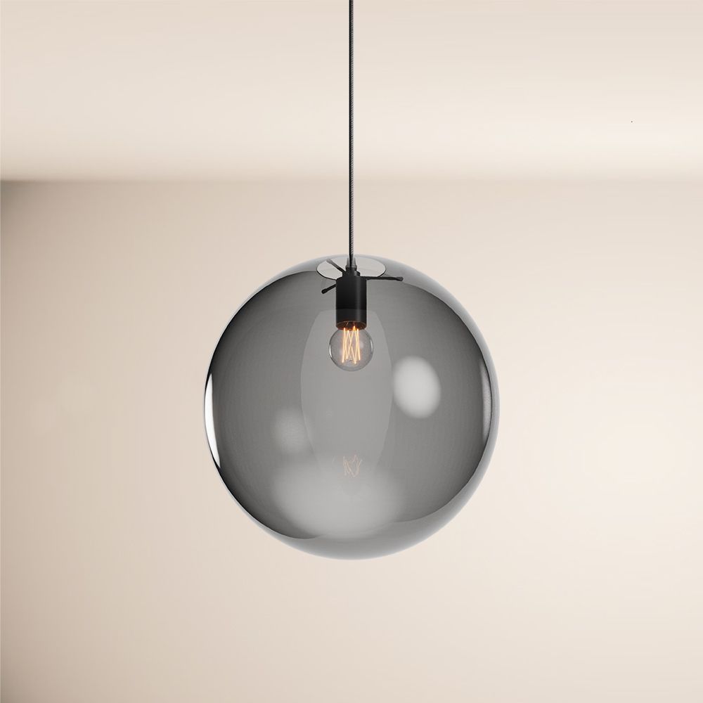 s.luce Orb Boule en verre Lampe à suspendre 150cm Suspension noire