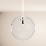 s.luce Orb Boule en verre Lampe à suspendre 150cm Suspension noire