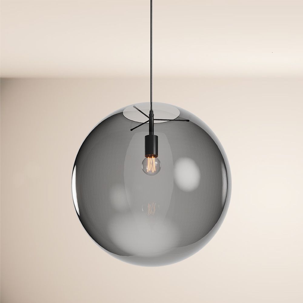 s.luce Candeeiro suspenso Orb globo de vidro 150cm suspensão preto