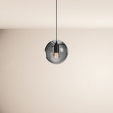 s.luce Orb Boule en verre Lampe à suspendre 150cm Suspension noire