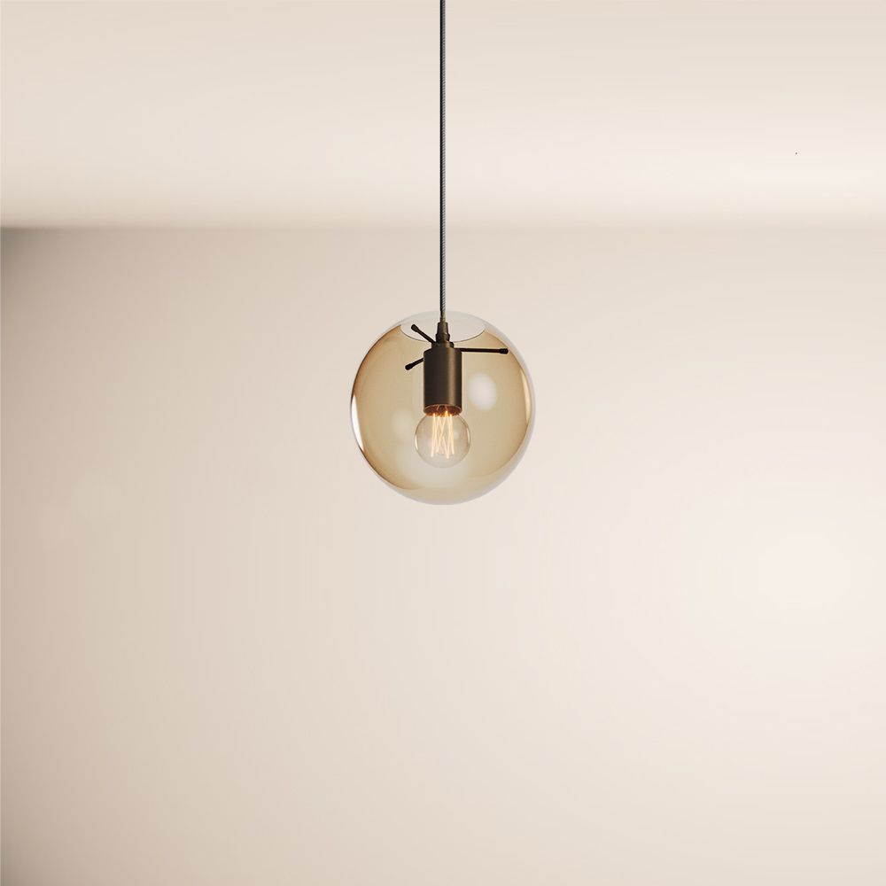 s.luce Candeeiro suspenso Orb globo de vidro 150cm suspensão preto