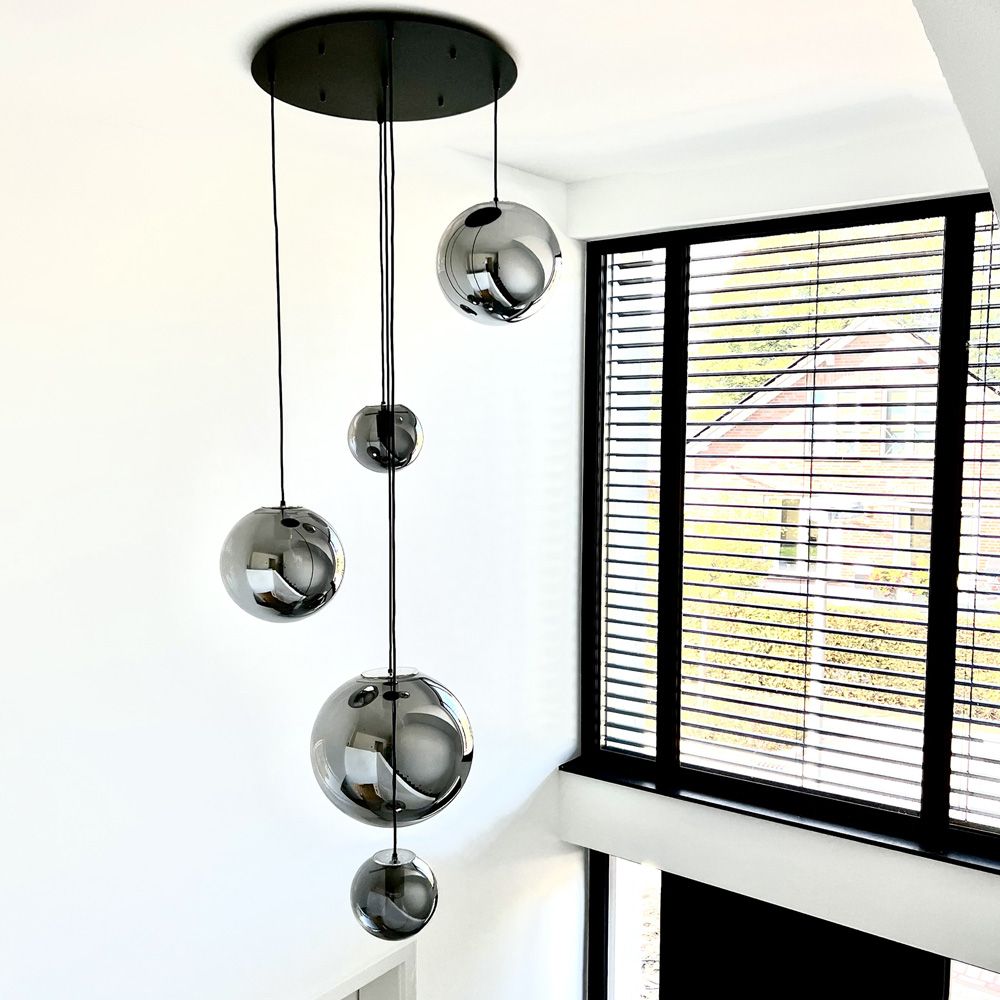 Orb Glaskugel Hängelampe 150cm Aufhängung Schwarz s.luce