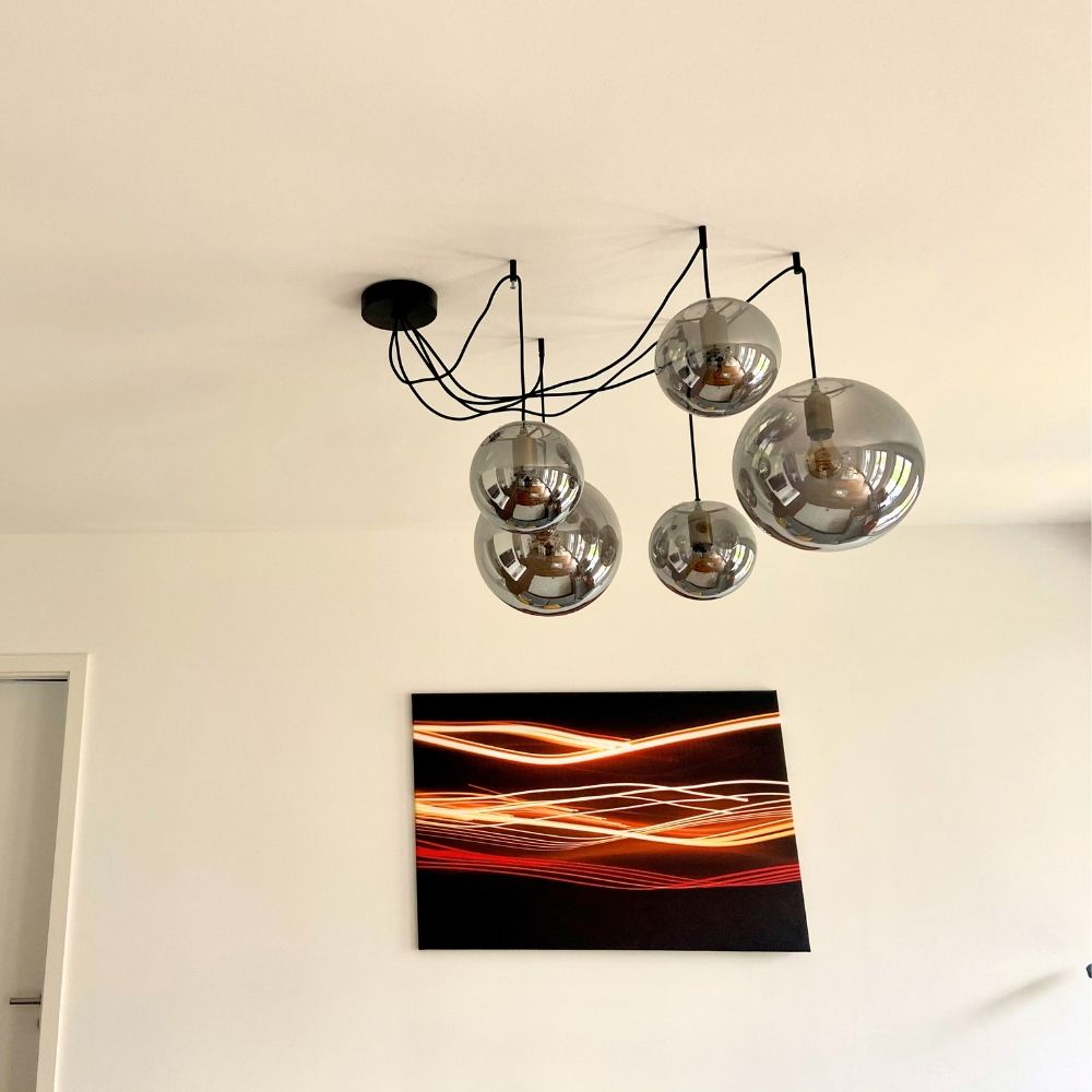 s.luce Orb glazen bol hanglamp 150cm ophanging zwart