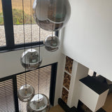 Orb lampada a sospensione con globo di vetro 150cm sospensione nera