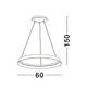 Ormi Pendelleuchte Ø 60cm 2700, 3000K - technische Zeichnung mit Abmessungen 60cm Durchmesser, 150cm Höhe