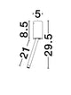 Ornos Deckenleuchte Ø 5cm H 29,5cm 3000K Diagramm mit Abmessungen und Designskizze.