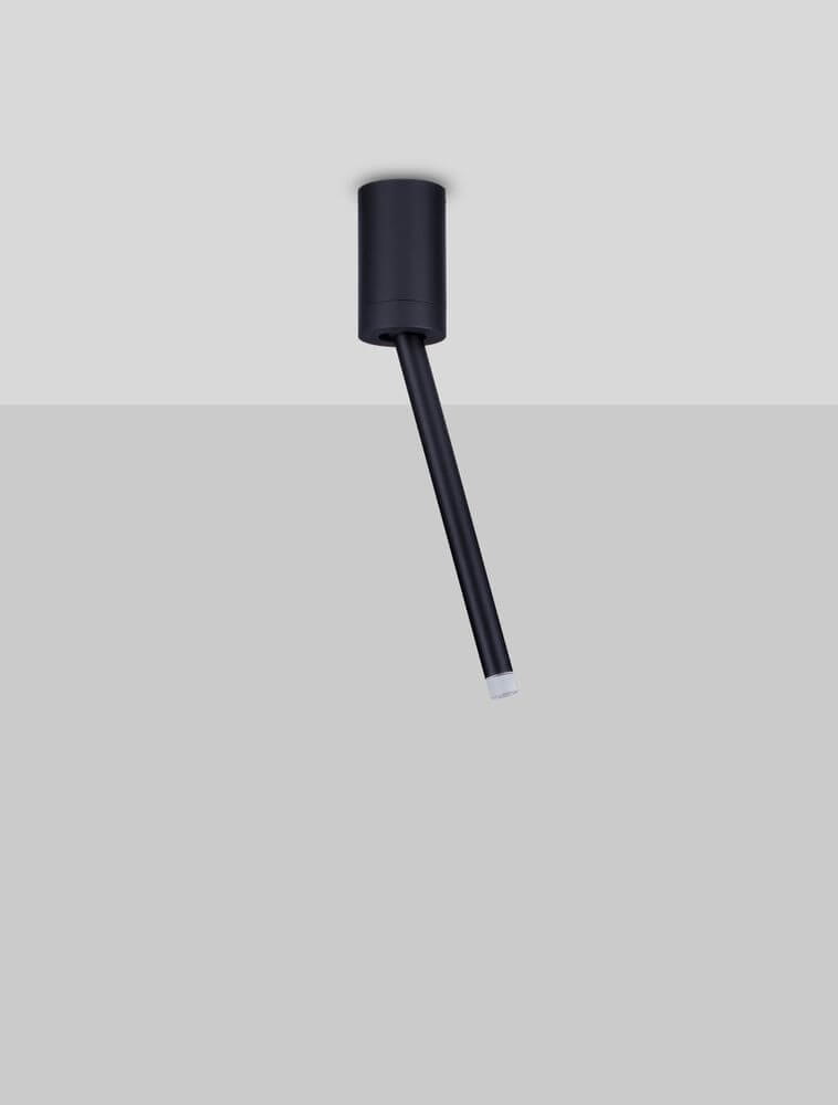 Ornos Deckenleuchte Ø 5cm H 29,5cm 3000K in elegantem Design, schmaler schwarzer Körper.