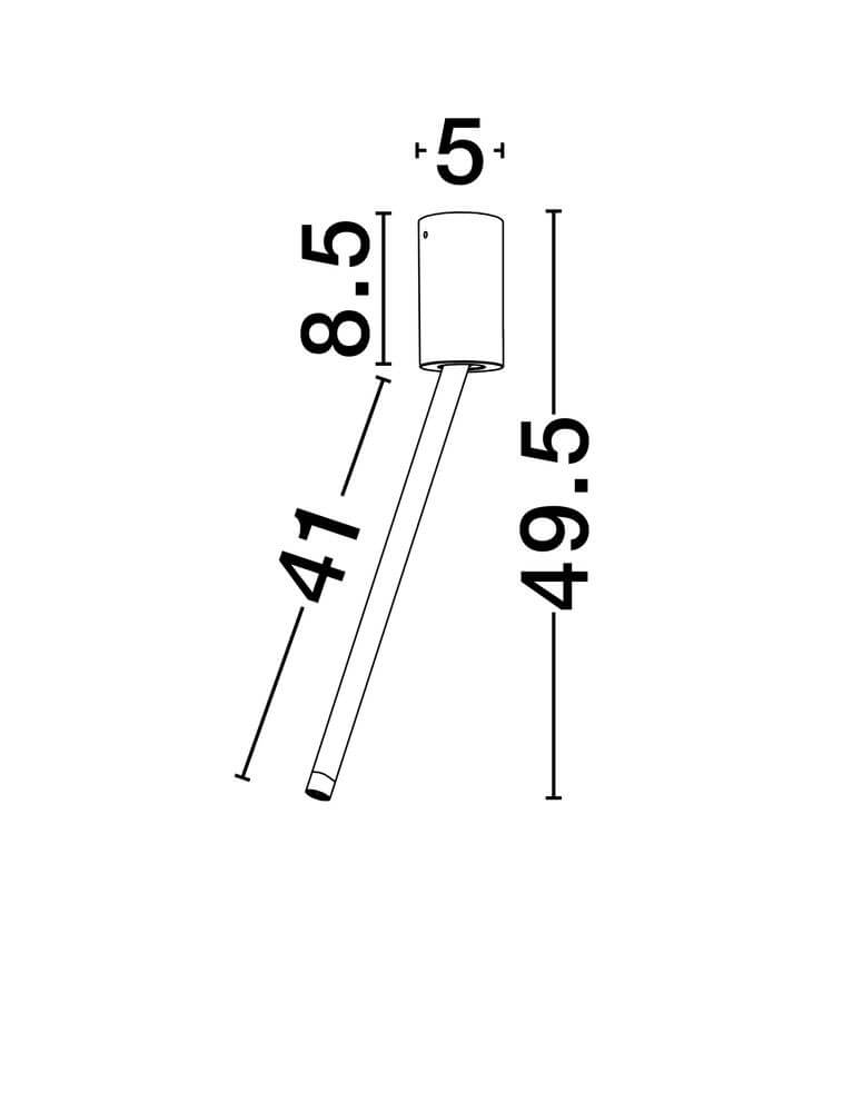 Ornos Deckenleuchte Ø 5cm H 49,5cm 3000K technische Zeichnung mit Maßen