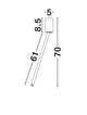 Ornos Deckenleuchte Ø 5cm H 70cm 3000K technische Zeichnung mit Abmessungen.