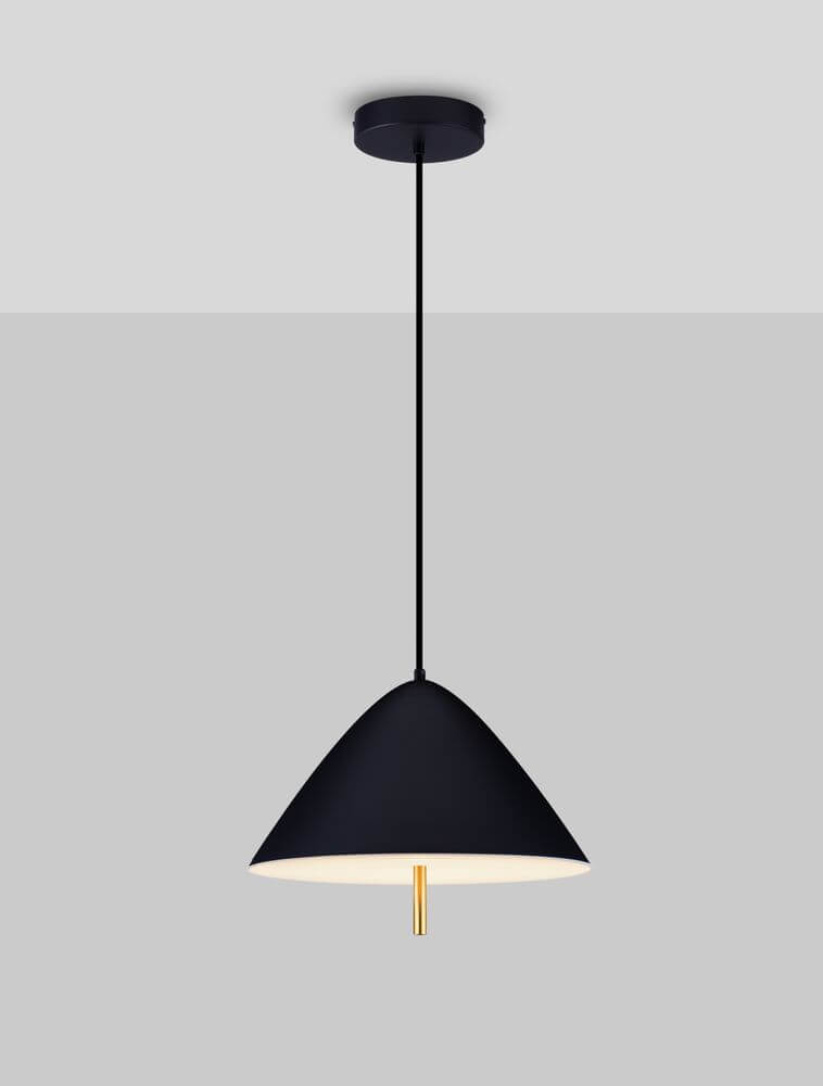 Oros LED Pendelleuchte Ø 40cm 3000K aus mattschwarzem Aluminium und Acryl, elegantes Design.
