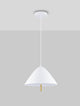 Oros LED Pendelleuchte Ø 40cm 3000K in modernem Design mit weißem Lampenschirm und goldener Fassung.