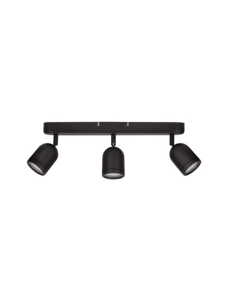 Plafonnier Orson GU10 à 3 lampes avec trois spots orientables au design noir.