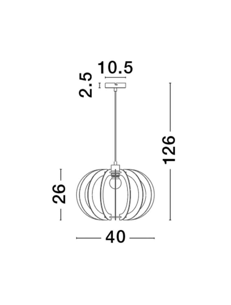 Ottoline Pendelleuchte E27 Ø 40cm technische Zeichnung mit Abmessungen und Designdetails.