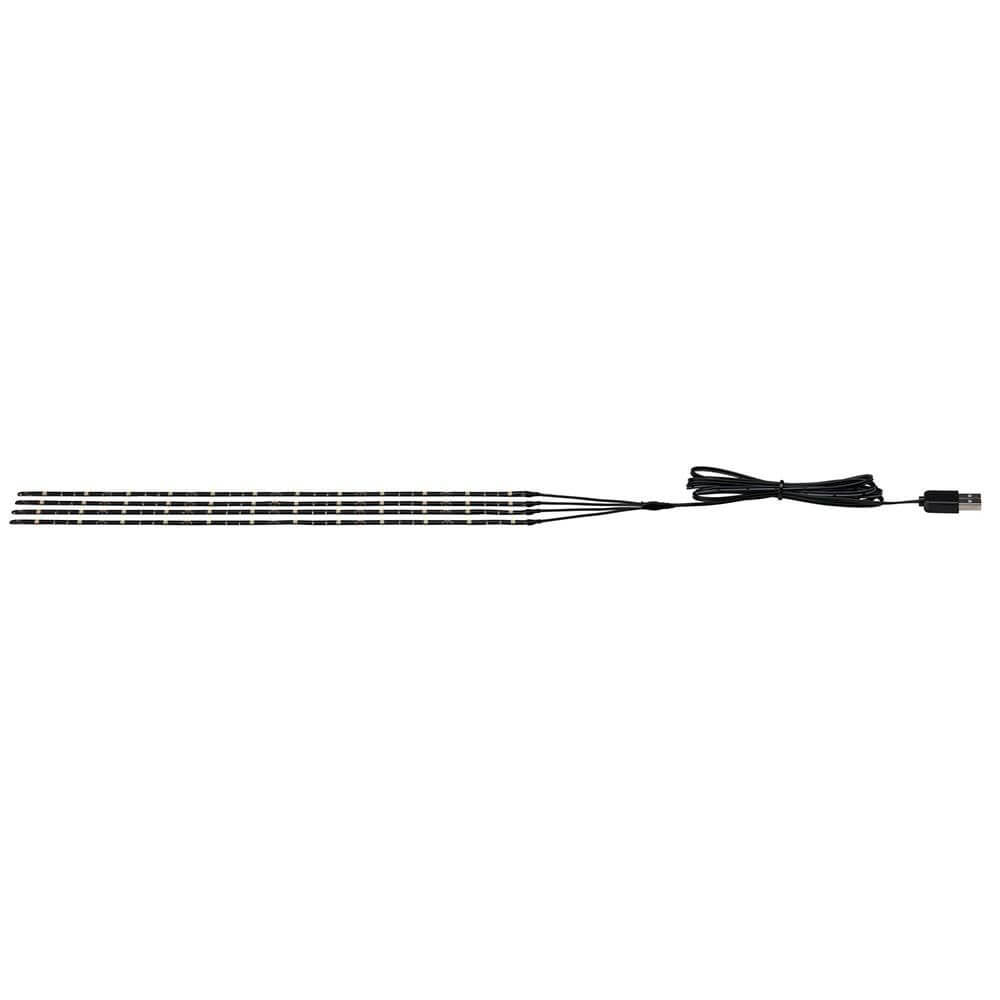 Akku LED-Strip für Sonnenschirm IP44 3000K 4x0, 4m USB in Schwarz mit USB-Stecker.