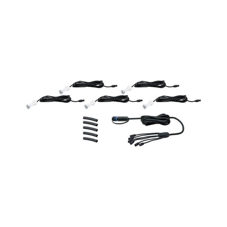 LED Plug & Shine forsænket lyssæt MicroPen II IP67 3000K med tilslutningskabel og udtag til montering.