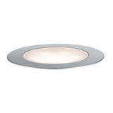 LED Bodeneinbaustrahler rund, warmweißes Licht, ideal für Wege und Terrassen, Stahloptik, Plug&Shine System.
