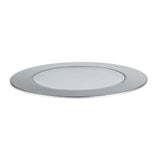 Runder LED-Einbaustrahler aus metallischem Material mit klarem Glas, ideal für dekorative Beleuchtung im Außenbereich.