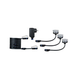 LED Plug & Shine Floor Eco Basisset 3 Leuchten, Steckertrafo und Verbindungskabel für warmweiße Beleuchtung.