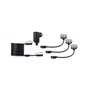 LED Plug & Shine Floor Eco Basisset IP65 24V 3000K 3x1W mit drei Leuchten und Steckertrafo.