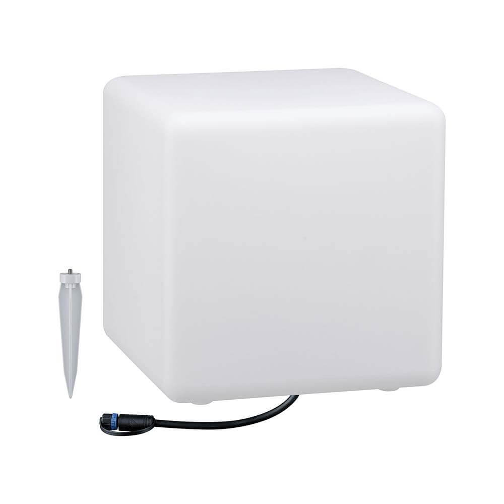 LED Plug & Shine Lichtobjekt Cube 30x30cm IP67 24V 3000K 575lm mit Erdspieß und Verbindungskabel.