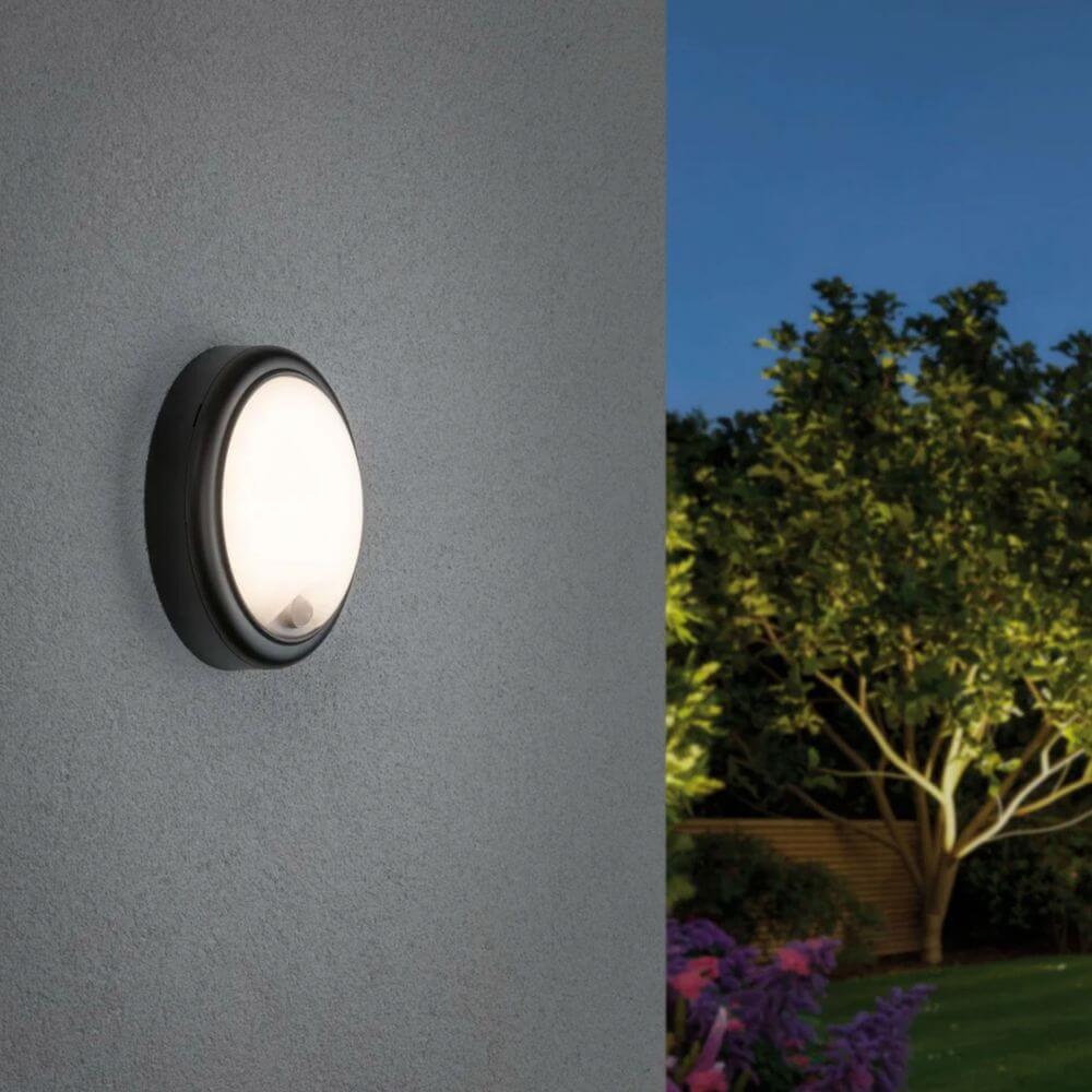 Rilevatore di movimento della lampada a parete esterna IP44 Ø 18 cm Antracite