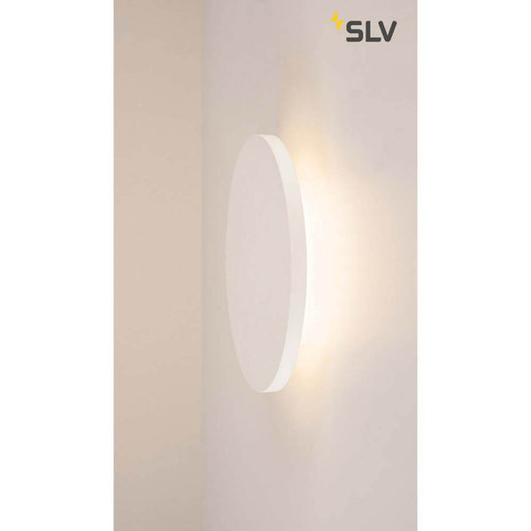 Plastra gypsum wall light LED 3000K round Ø33cm on the wall, soft indirect light for any room.