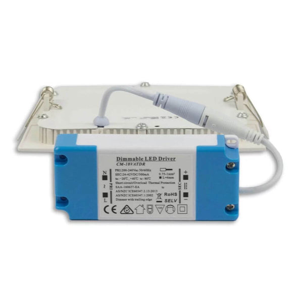 LED-Einbaustrahler 3000K 800lm IP42, ultraflaches eckiges LED-Downlight mit 9 W und CRI90