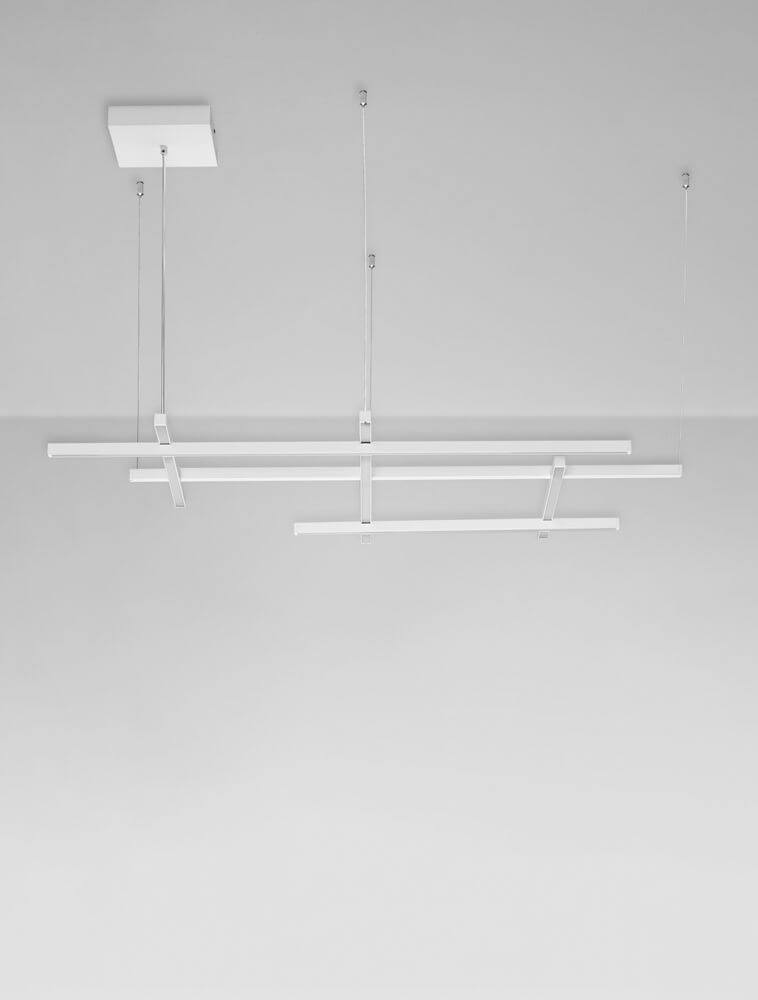 Pace LED Pendelleuchte 6-flammig 3000K, schwarze Aluminium-Acryl Designer-Pendelleuchte über Esstisch, 204x102 cm