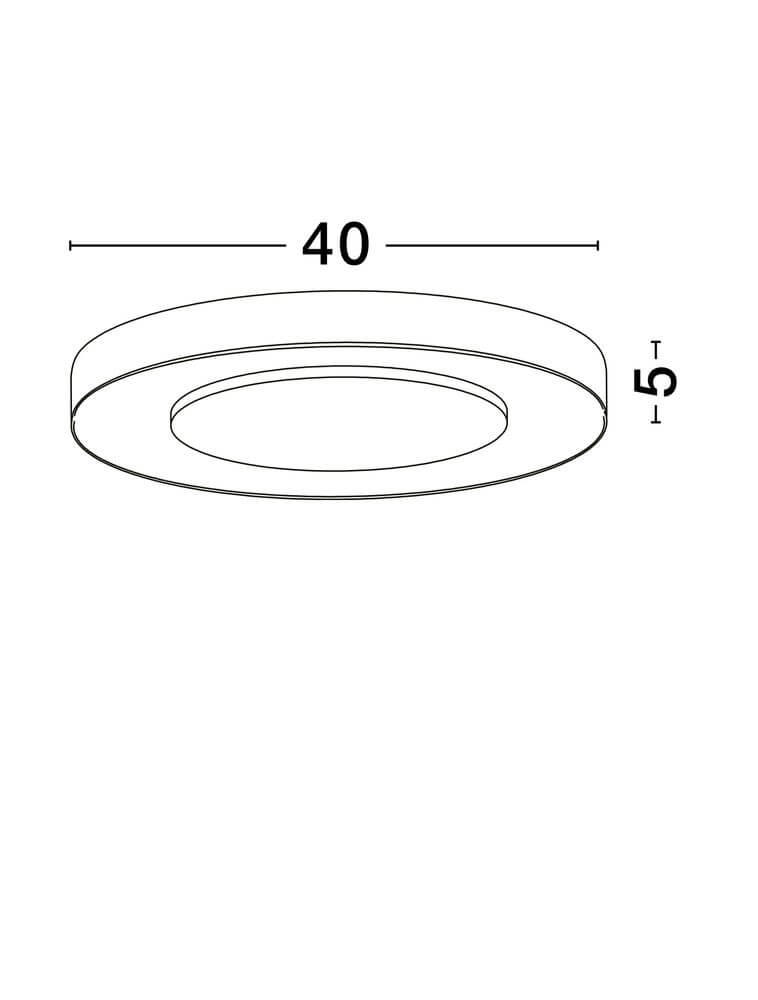 Technische Zeichnung der Pada Deckenleuchte Ø 40cm 2700 4000K mit Abmessungen.