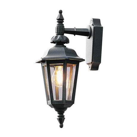 Pallas Außen-Wandleuchte Schwarz, rauchfarbenes Acrylglas mit klassischem Design und warmem Licht.