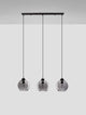 Palmer Pendelleuchte Balken 70cm 3-flammig Schwarz, Rauch – schwarze Metallleiste mit drei rauchgrauen Glaskugeln, modernes puristisches Design