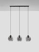 Palmer Pendelleuchte Balken 70cm 3-flammig Schwarz, Rauch – moderne Hängelampe mit drei rauchgrauen Glas-Schirmen und schwarzem Metallbalken