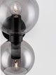 Detailansicht der Palmer Wandleuchte Ø 13cm E14 2-flammig Schwarz, Rauch mit zwei rauchglas Schirmen.
