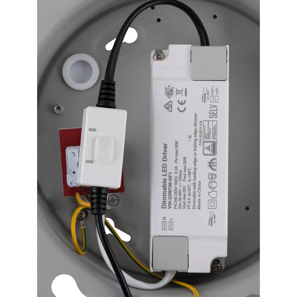 Panel 60 Rund LED Deckenaufbauleuchte Grau 3000/4000K dimmbarer LED Treiber mit Farbtemperaturumschalter