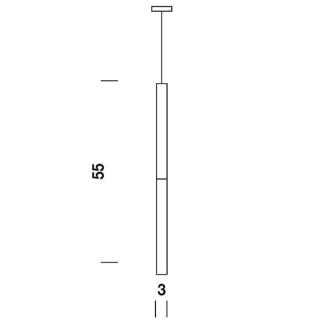 Technical drawing of the Panzeri Candle LED pendant light glass cylinder with dimensions.