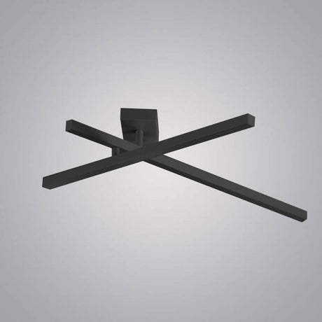 Panzeri Carmen LED wall or ceiling light, rotatable in modern black design with cross shape.