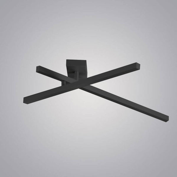 Panzeri Carmen LED wall or ceiling light, rotatable in modern black design with cross shape.