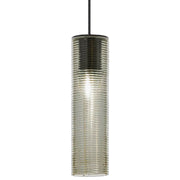 Panzeri Clio pendel med ribbet glas, elegant design med retro look, cylindrisk form.