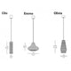 Maßzeichnung der Pendelleuchten Clio, Emma und Olivia aus der Panzeri-Kollektion im Retro-Look.